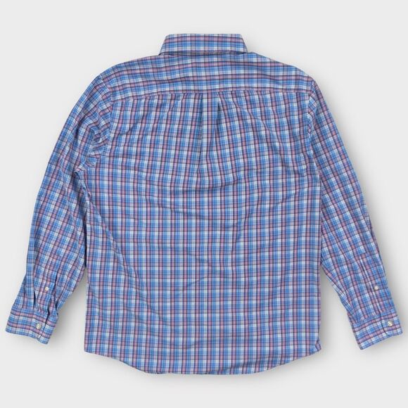 $118 Vineyard Vines Performance Murray Shirt Mens Medium Check Blue Button Down - Picture 6 of 11